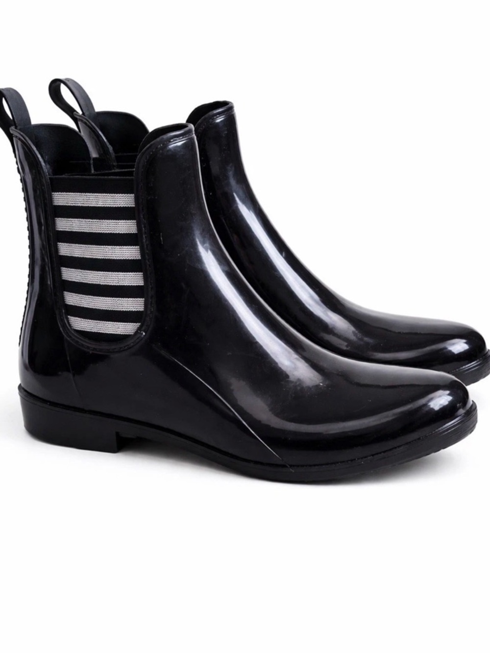 London Fog Black Chelsea-Style Ankle Rain Booties